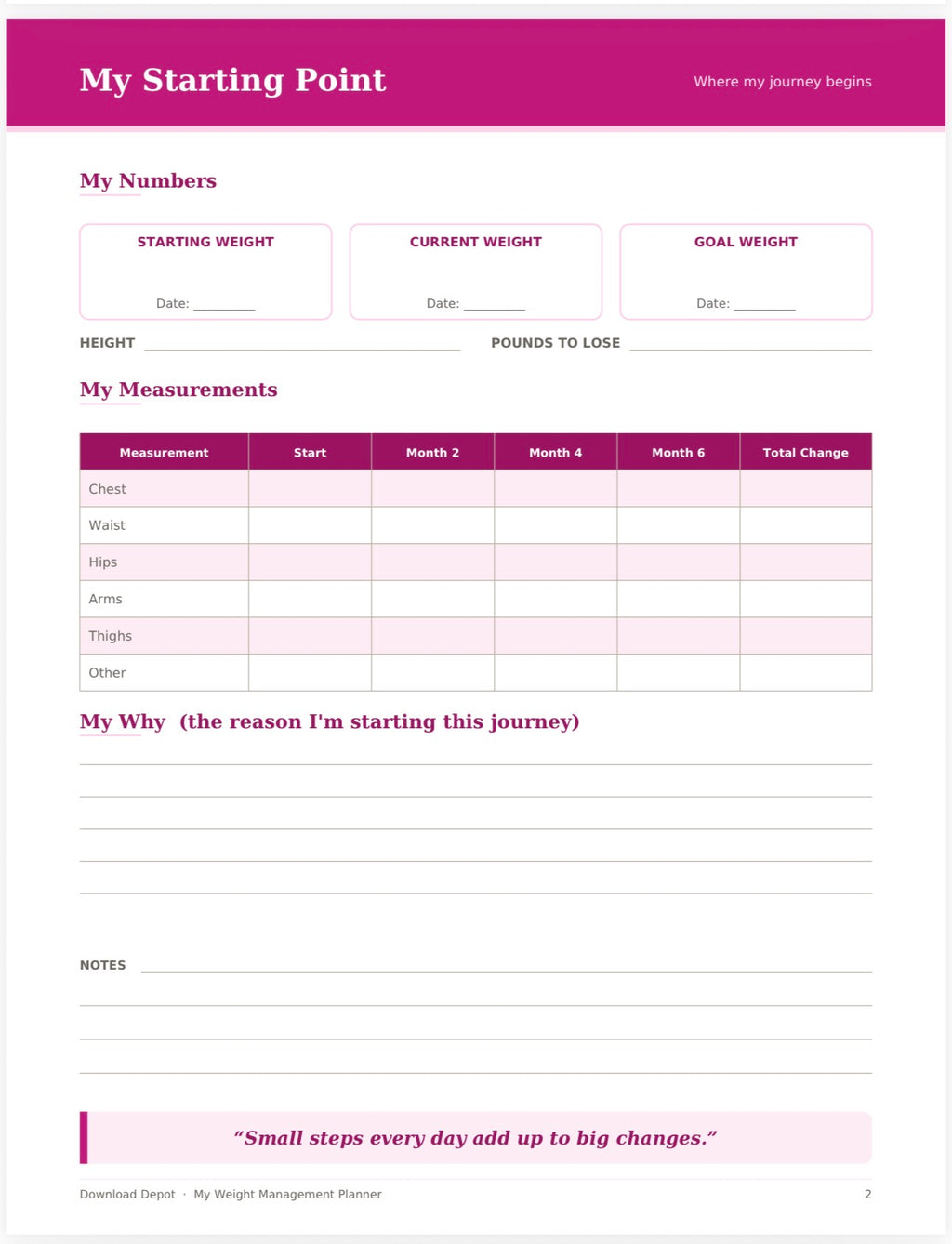 Weight Management Planner — My Journey to Being Snatched