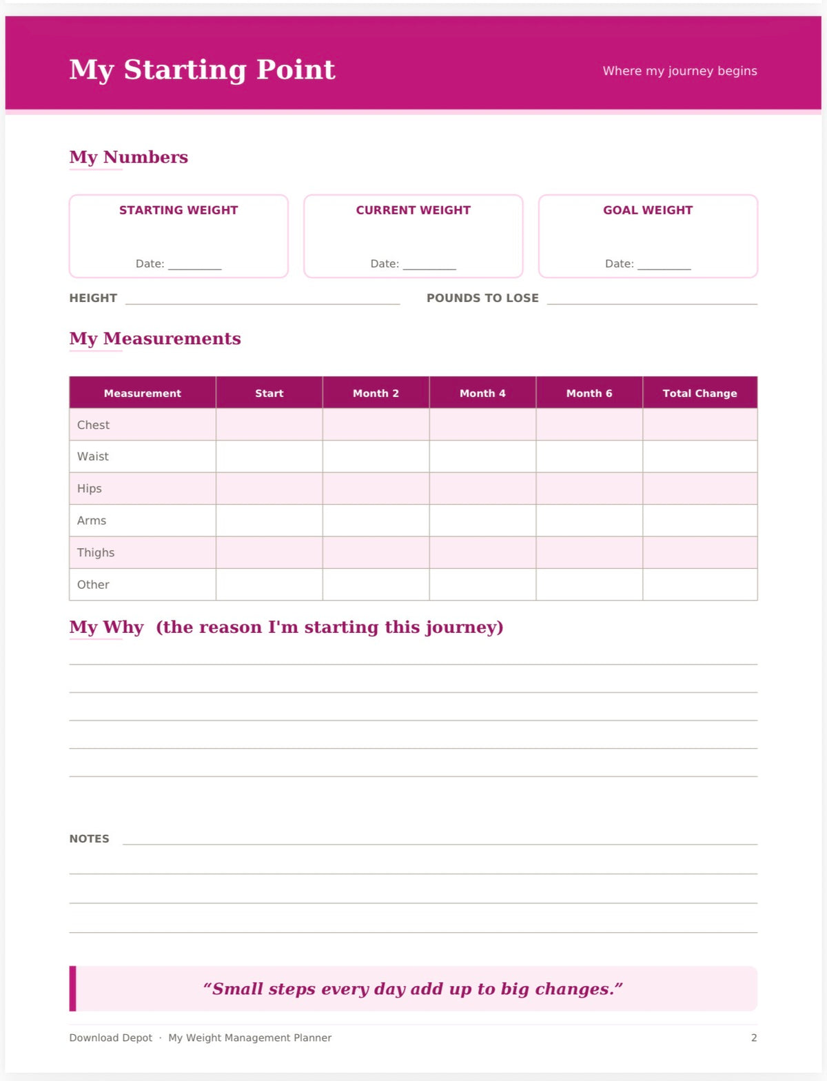 Weight Management Planner — My Journey to Being Snatched