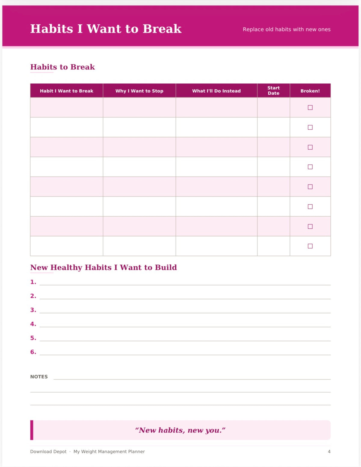 Weight Management Planner — My Journey to Being Snatched