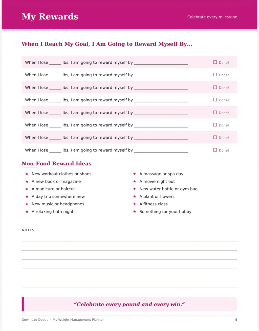 Weight Management Planner — My Journey to Being Snatched