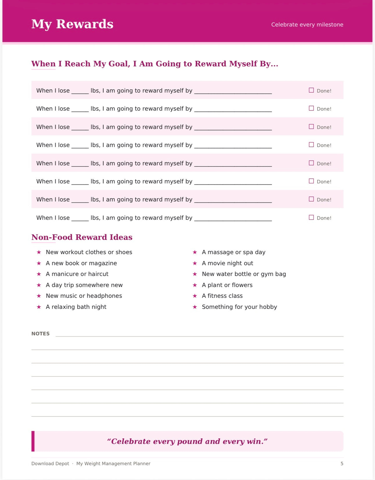 Weight Management Planner — My Journey to Being Snatched