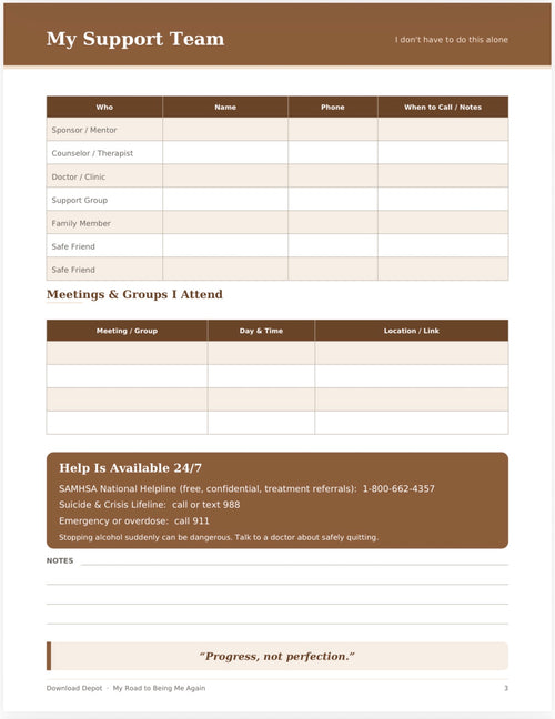 Alcohol Recovery Journal — My Road to Being Me Again (Digital Download)