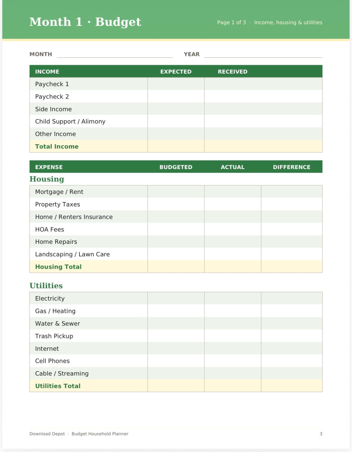 Budget Household Planner — Grown-Up Bills