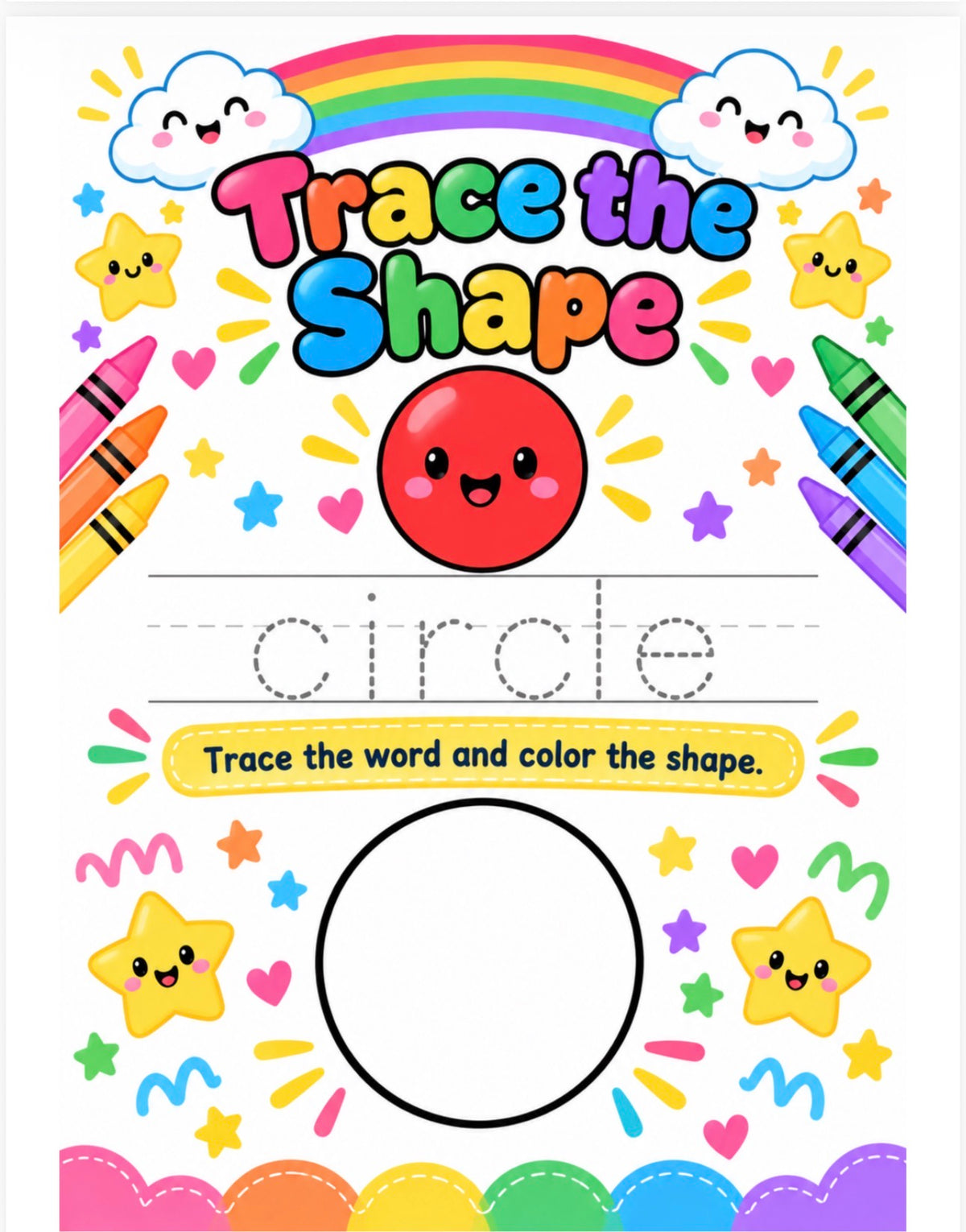 Colorful Shapes Trace & Color Bundle (Digital Download)