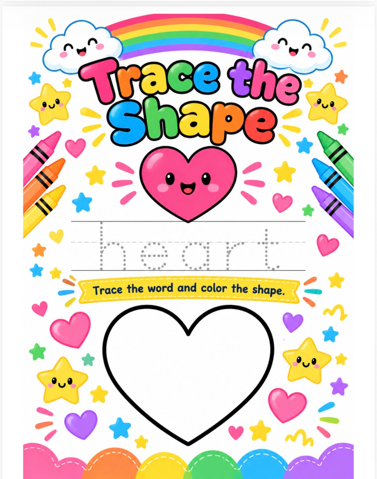 Colorful Shapes Trace & Color Bundle (Digital Download)
