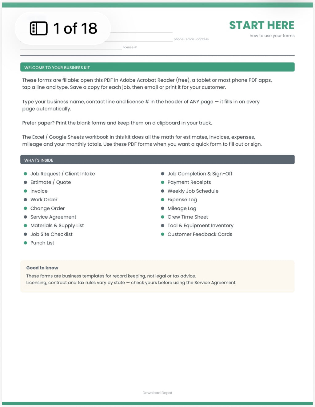 Handyman & Contractor Business Kit (Digital Download)