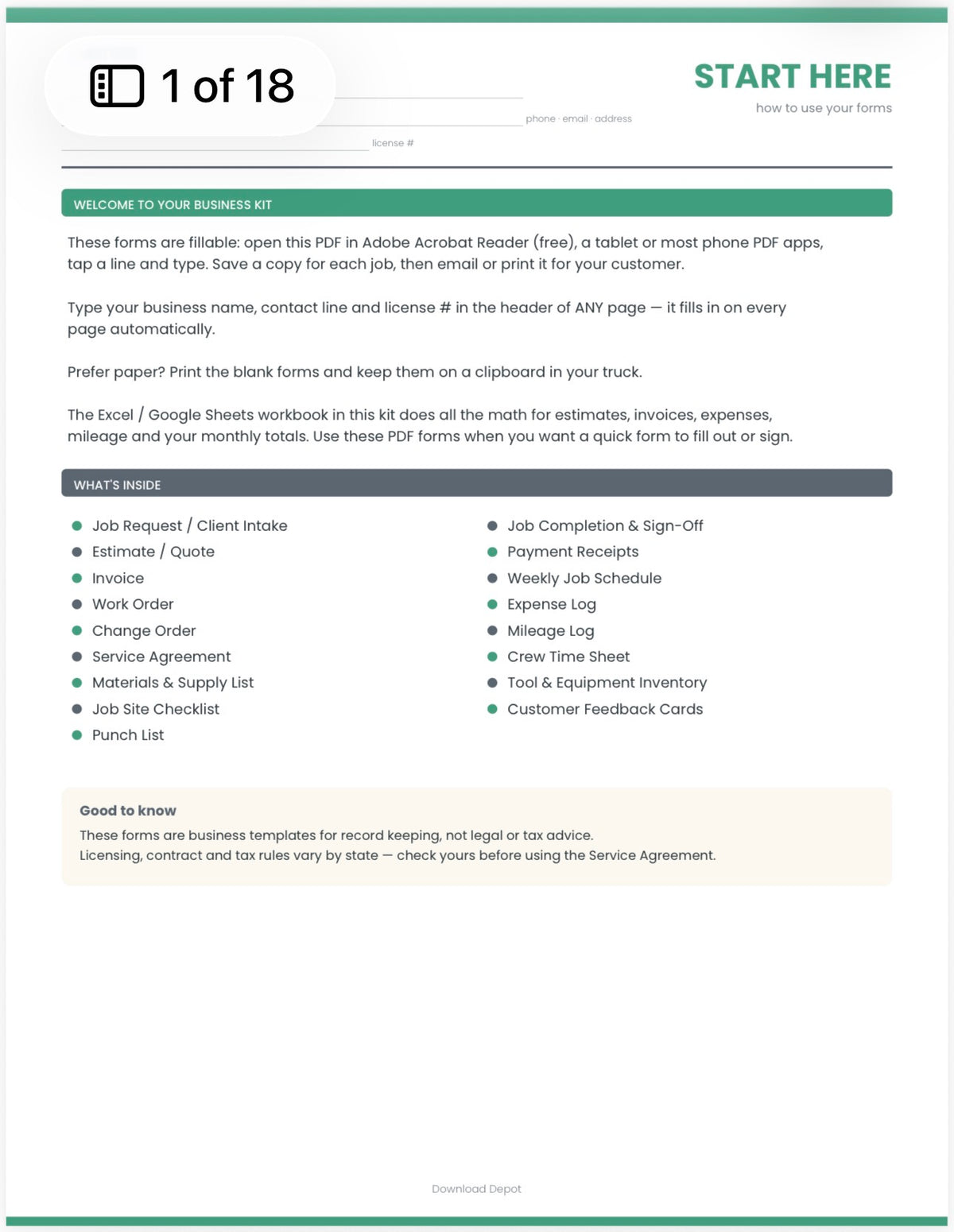 Handyman & Contractor Business Kit (Digital Download)