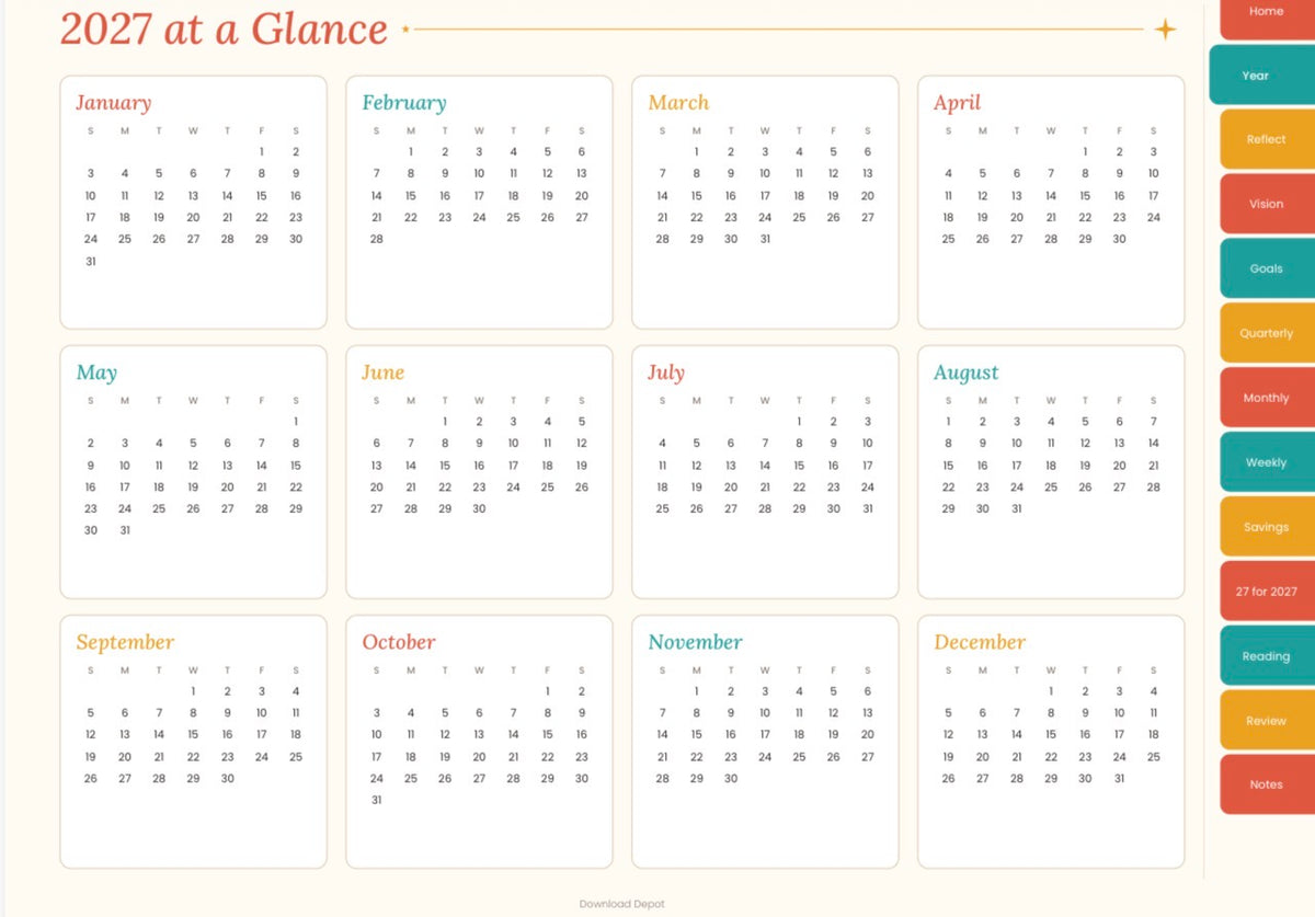 2027 Goal Planner — Cheerful Cover (Digital Download)