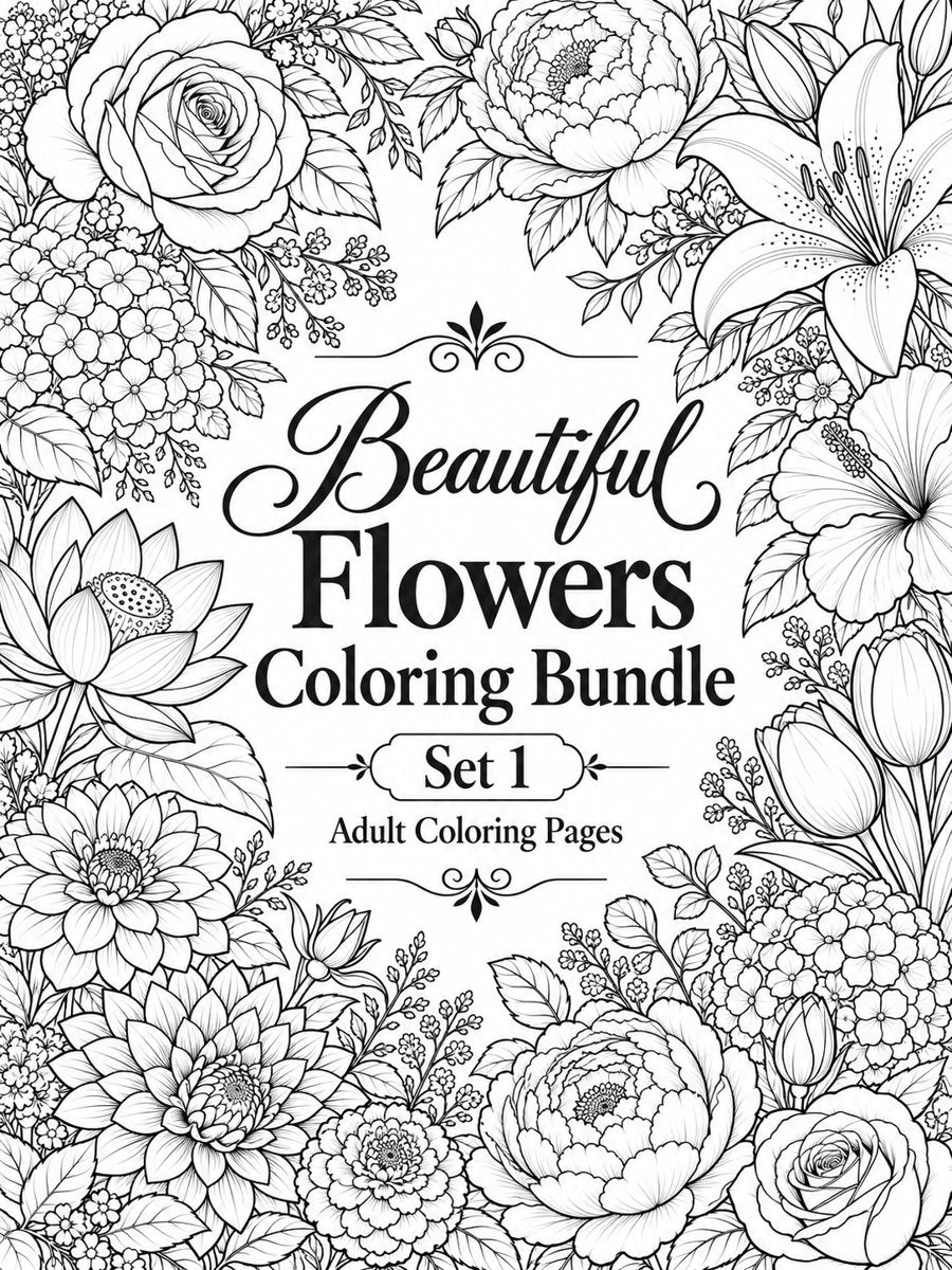 Beautiful Flowers Coloring Bundle