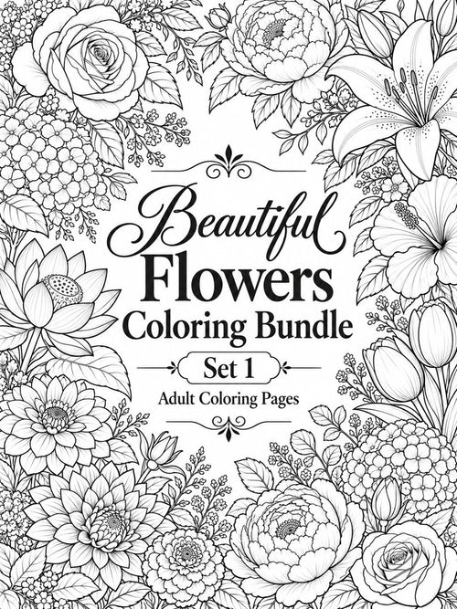 Beautiful Flowers Coloring Bundle