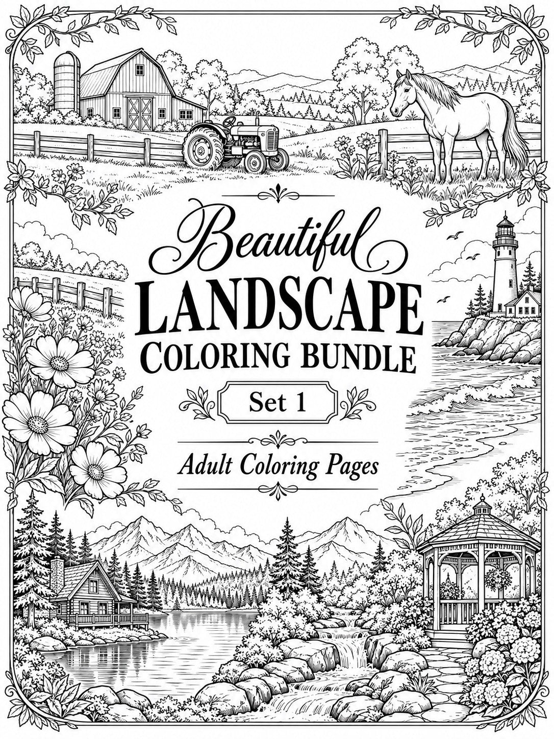 Beautiful Landscape Coloring Book