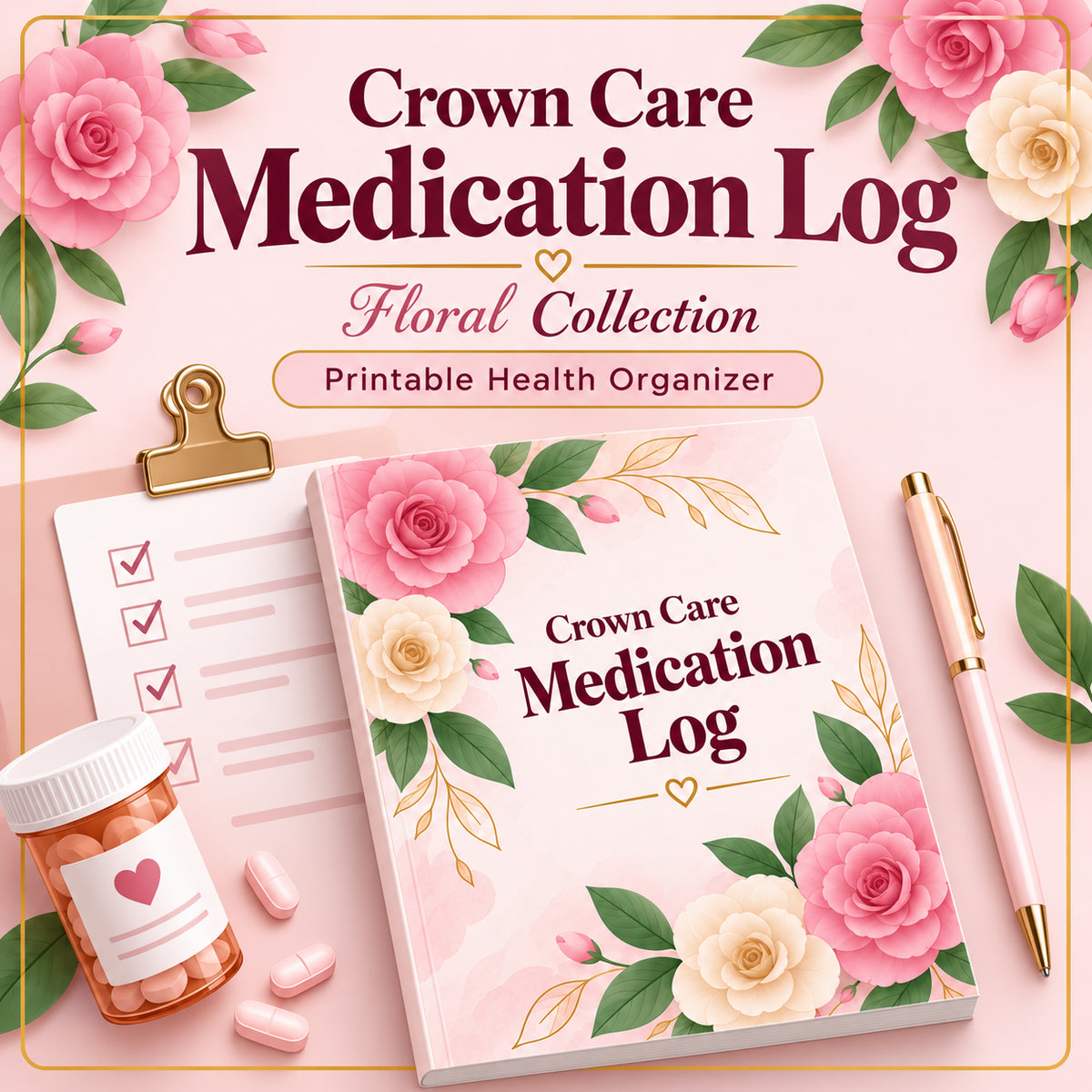 Crown Care Medication Log printed book cover