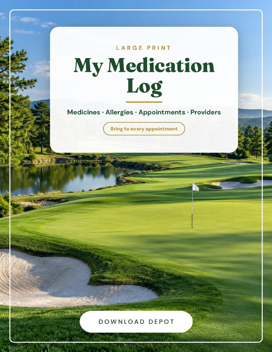 Large Medication Tracker Golf Course