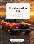 Large Medication Tracker Binder — Muscle Car Sunset Edition printed cover