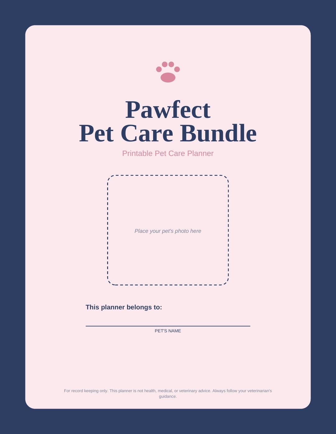 Pawfect Pet Care Bundle Navy & Blush