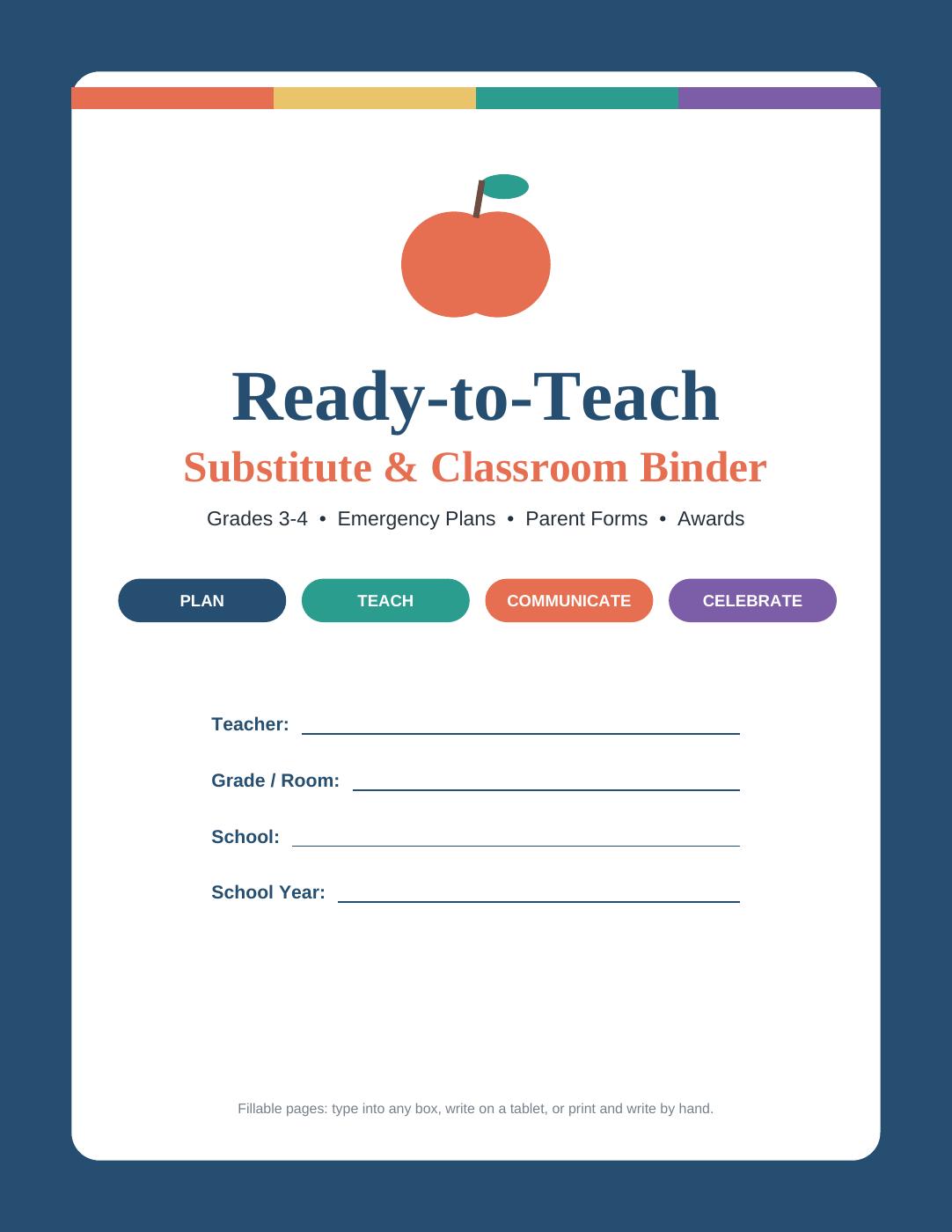 Ready-to-Teach Substitute Binder