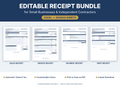 Editable receipt templates for sales, services, payments and rent