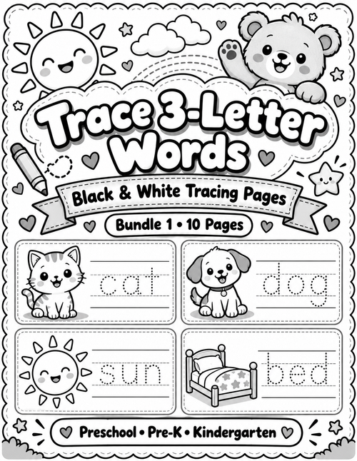 3-Letter Word Trace and Color Bundle